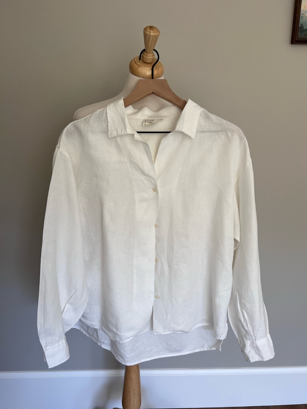 Deiji Studios Linen High/Low Shirt Size Medium/Large White